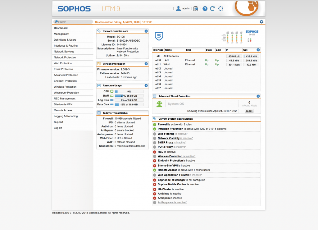 Application du Pare-feu Sophos